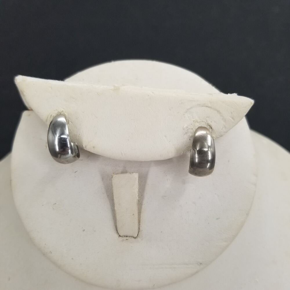 Vintage Silver Color Wrap Under Metal Post Earrings Costume Jewelry